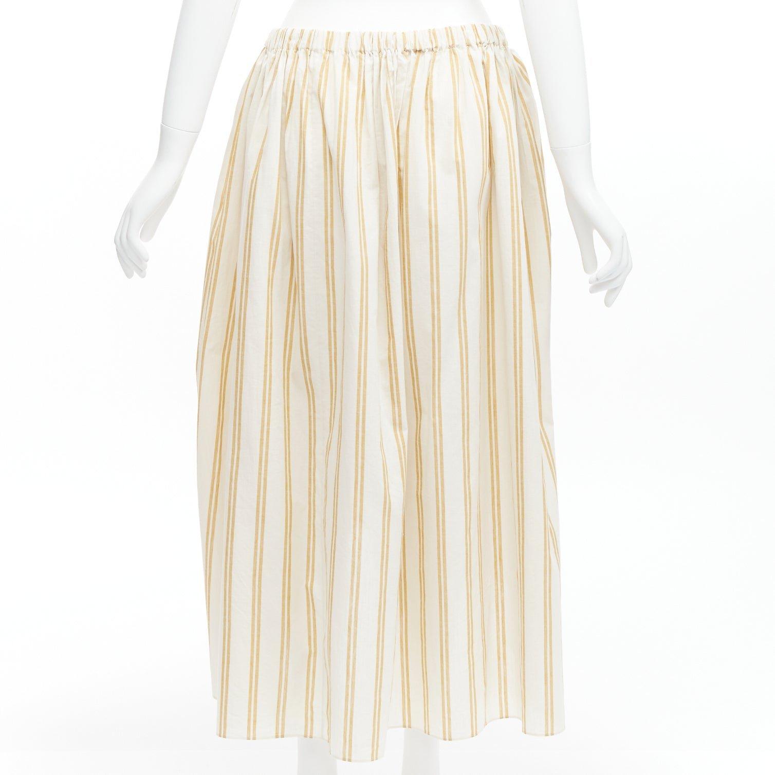 OSCAR DE LA RENTA 2019 ramie linen ruched cutout striped balloon skirt US0  For Sale 1