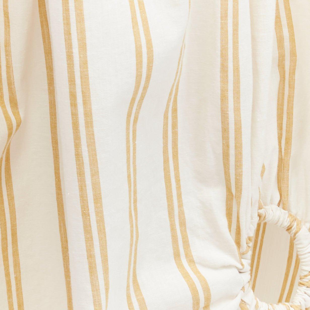 OSCAR DE LA RENTA 2019 ramie linen ruched cutout striped balloon skirt US0  For Sale 3