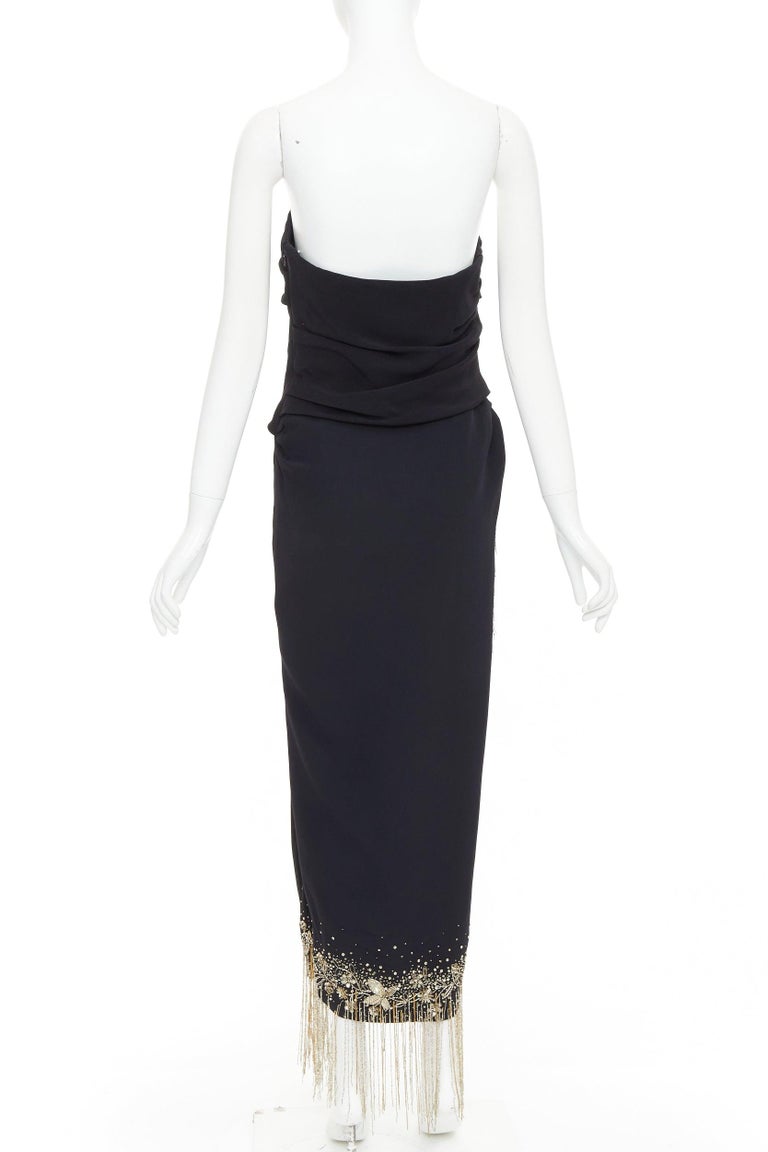slim fit dress slacks 1960s Gilded Gold Fringe Dress, Sz. M