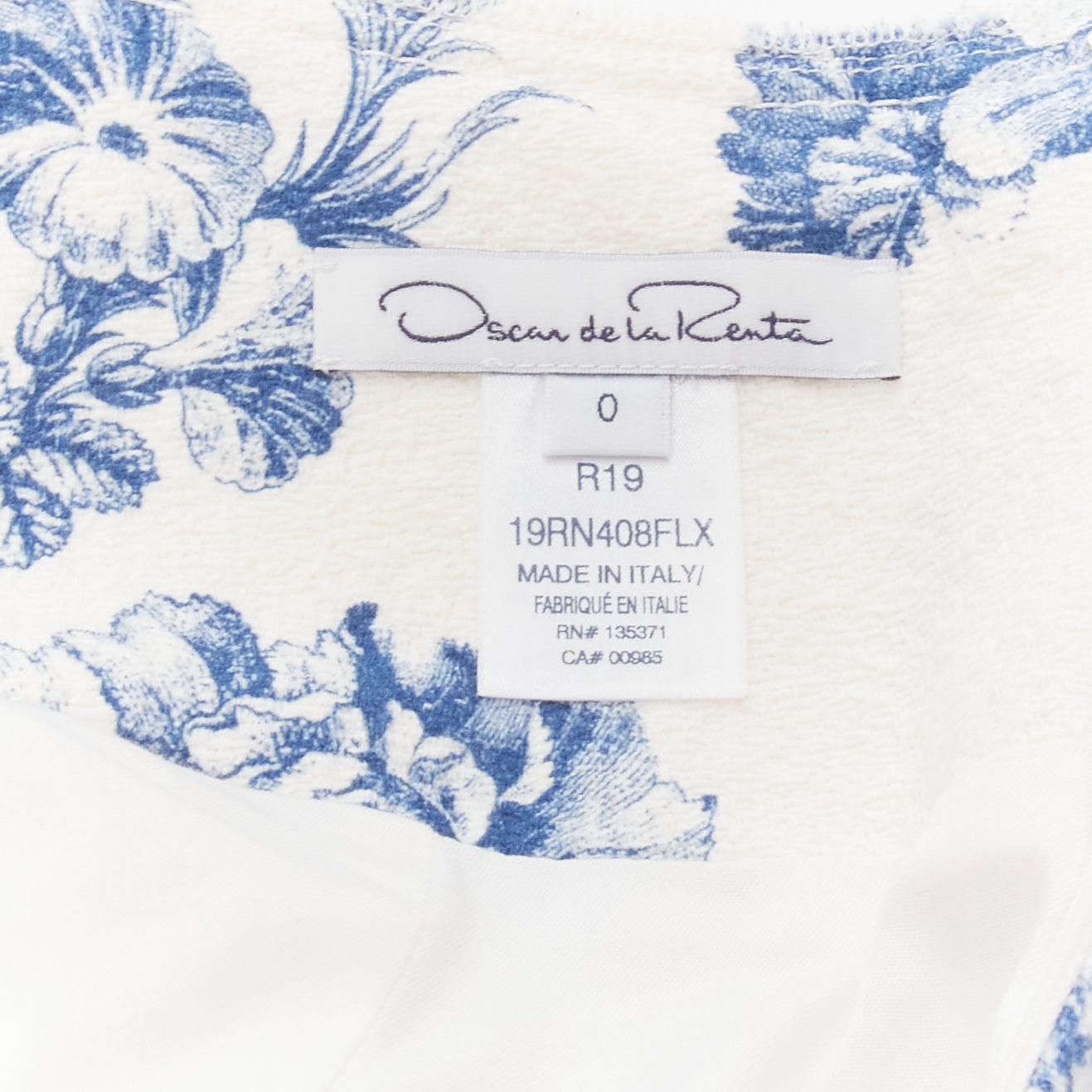 OSCAR DE LA RENTA 2019Runway blue white print corset top high waist pleated 7