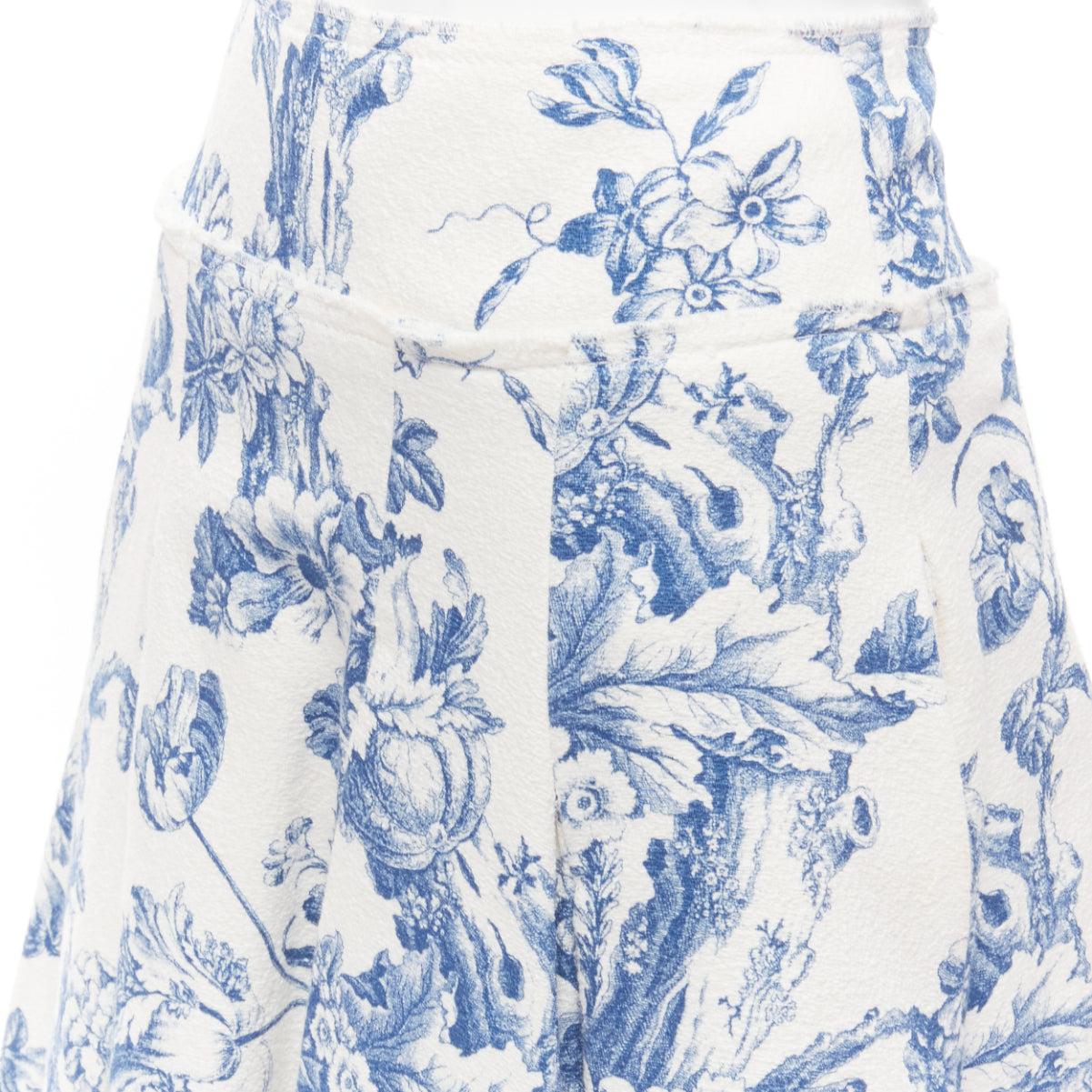 OSCAR DE LA RENTA 2019Runway blue white print corset top high waist pleated 6