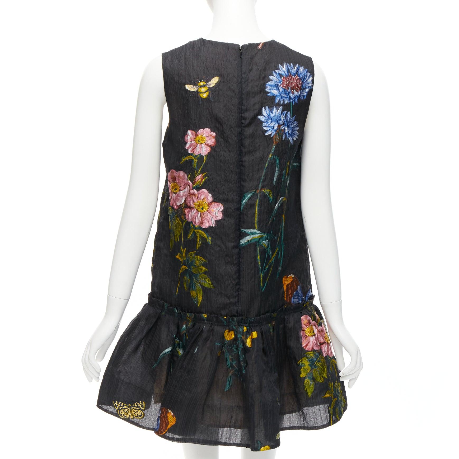 OSCAR DE LA RENTA 2020 Runway black floral jacquard mini dress US0 XS 2