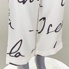 OSCAR DE LA RENTA 2021 100% silk white black graffiti tapered pants XS