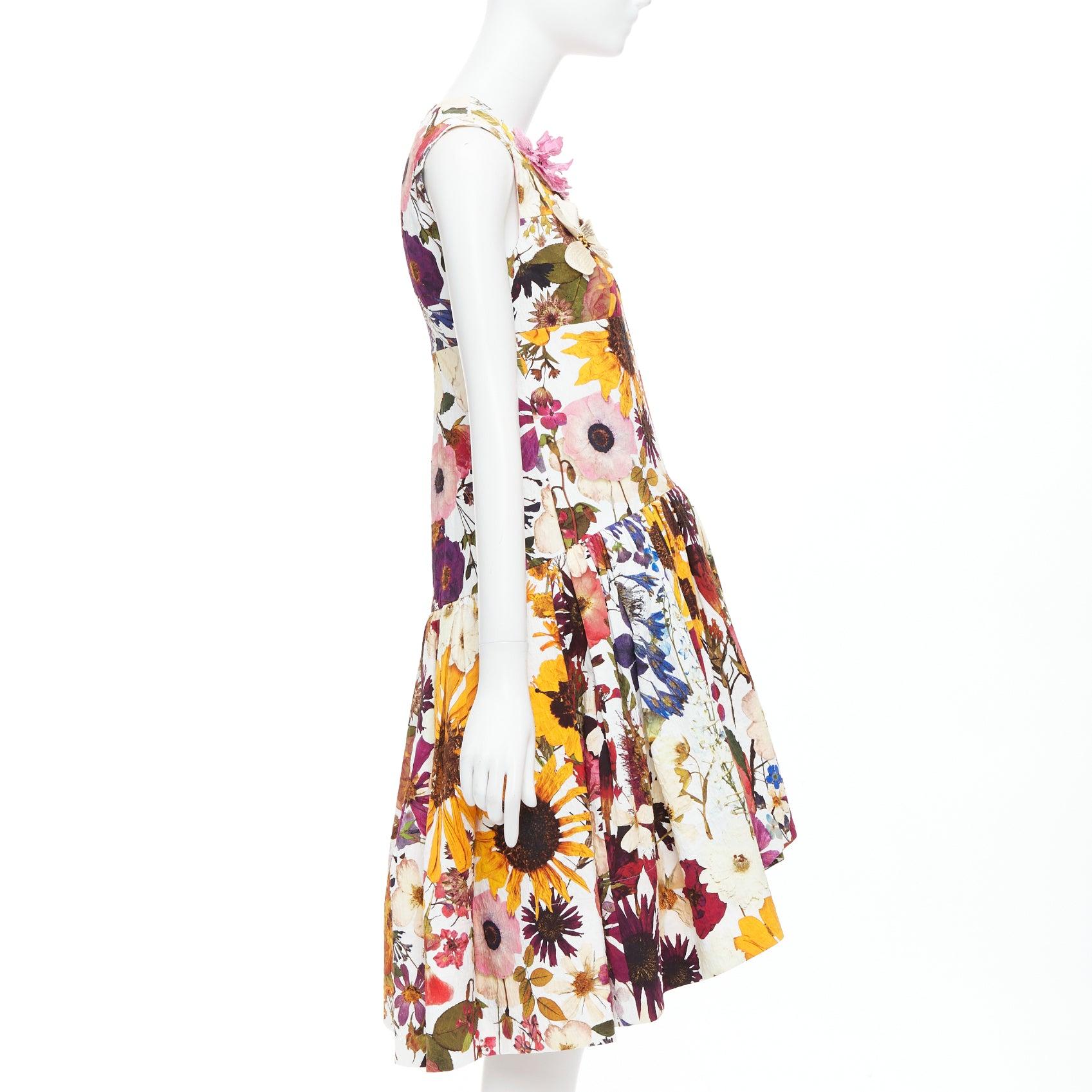 Women's OSCAR DE LA RENTA 2021 floral embellished cloque bubble dress US0 XS For Sale