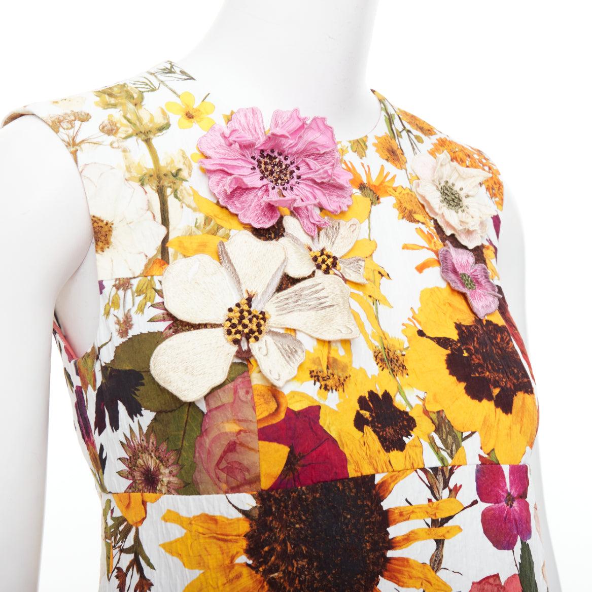 OSCAR DE LA RENTA 2021 floral embellished cloque bubble dress US0 XS For Sale 3