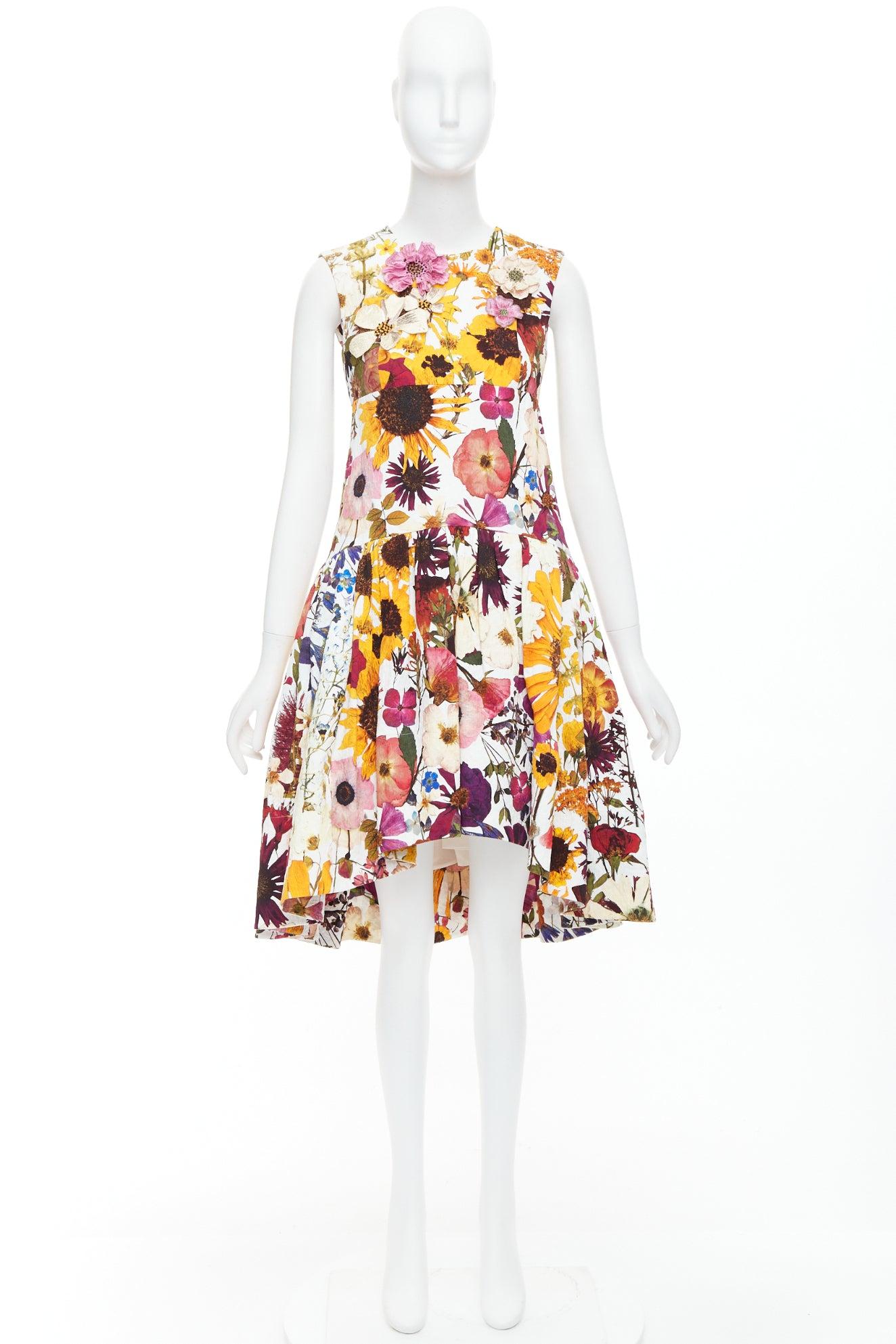 OSCAR DE LA RENTA 2021 floral embellished cloque bubble dress US0 XS For Sale 5