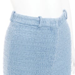 OSCAR DE LA RENTA 2023 Tanzanite blue tweed high waisted cropped pants US0 XS