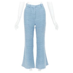 OSCAR DE LA RENTA 2023 Tanzanite blue tweed high waisted cropped pants US0 XS