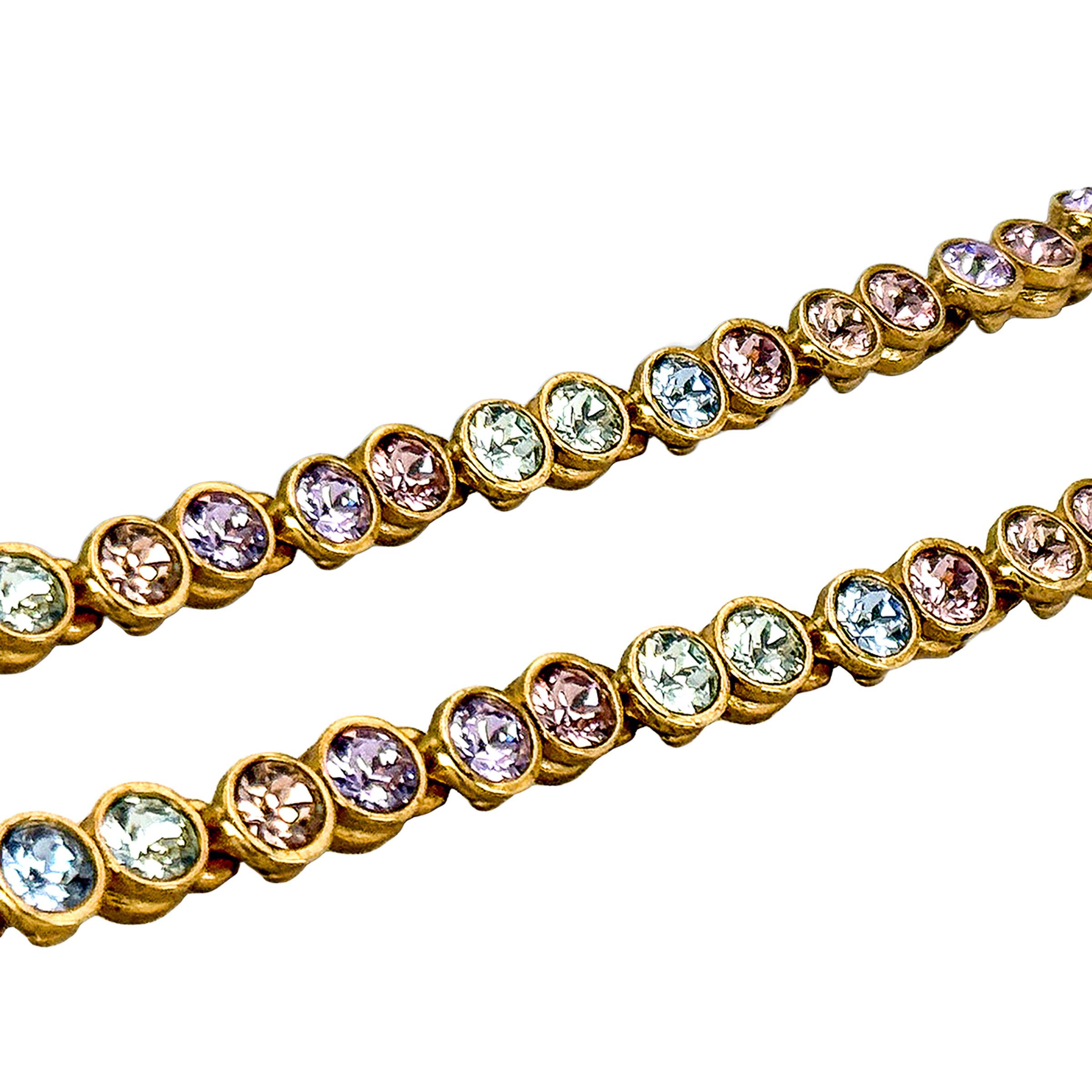 Oscar De La Renta - Orecchini a perno in oro 22k con cristalli Swarovski multipli e pastello in vendita 4