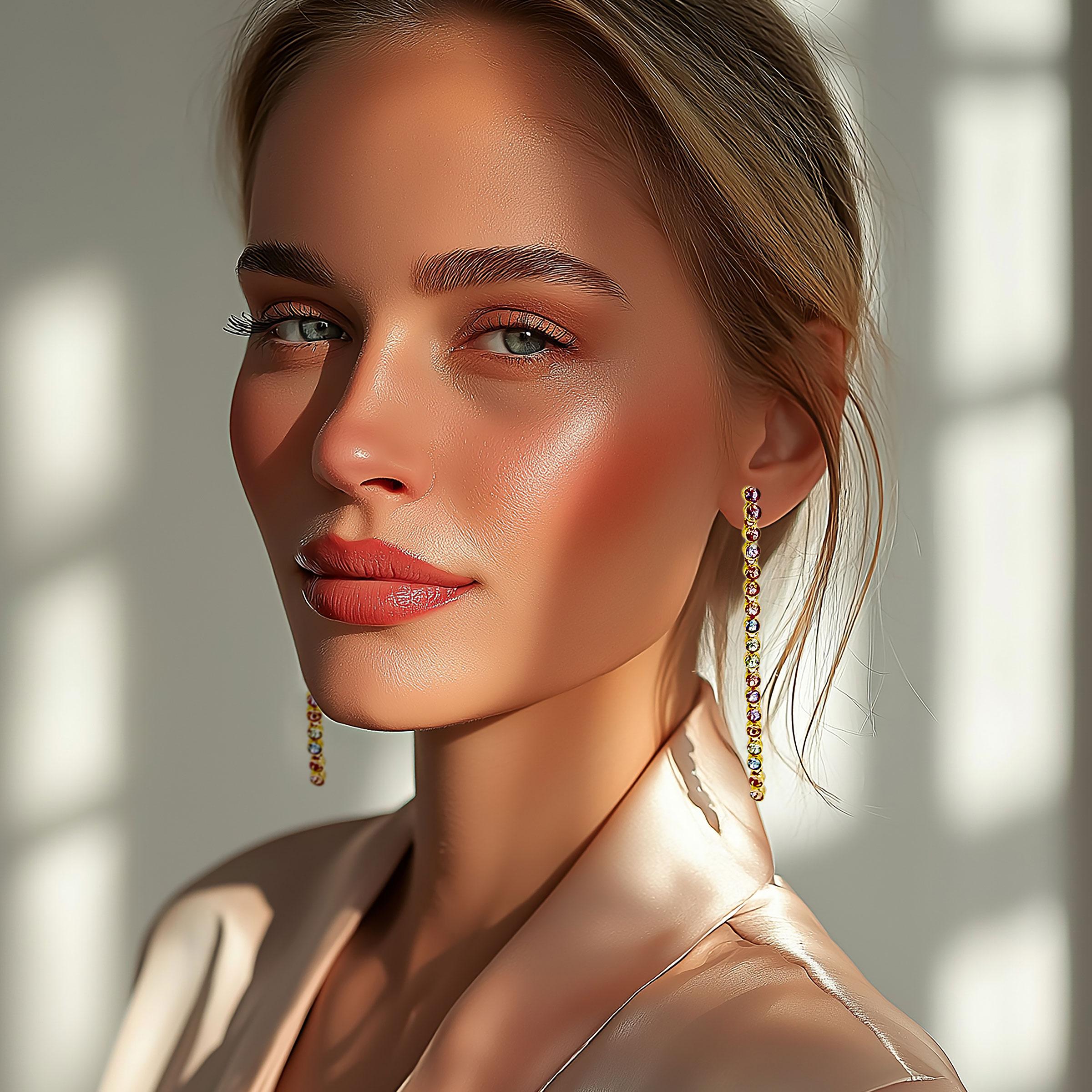 Oscar De La Renta - Orecchini a perno in oro 22k con cristalli Swarovski multipli e pastello in vendita 6