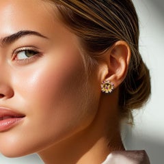 Oscar de la Renta 22K Gold Petite Floral Earrings with Pink Swarovski Crystals