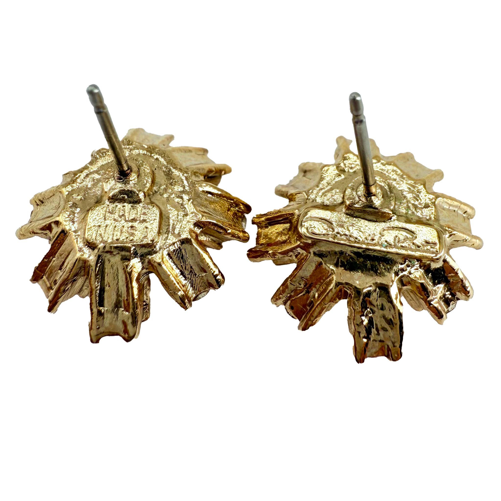 Oscar De La Renta 22K Gold Petite Floral Ohrringe mit rosa Swarovski-Kristallen im Angebot 4