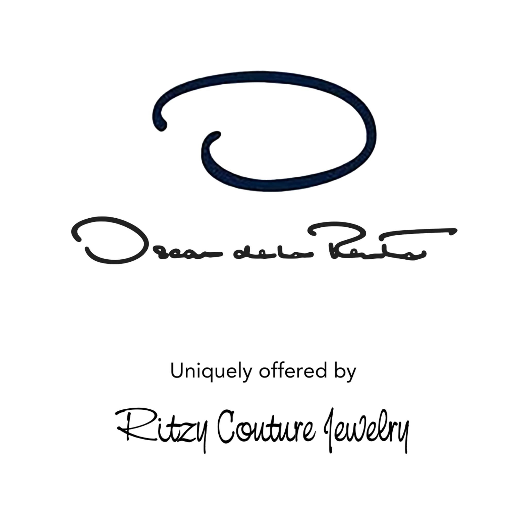 Oscar de la Renta 22k Gold-Plated Hammered Clip Tear Drop Earrings with Crystals For Sale 3