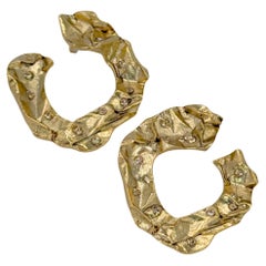 Oscar de la Renta 22k Gold-Plated Hammered Metal Circle Post Earrings