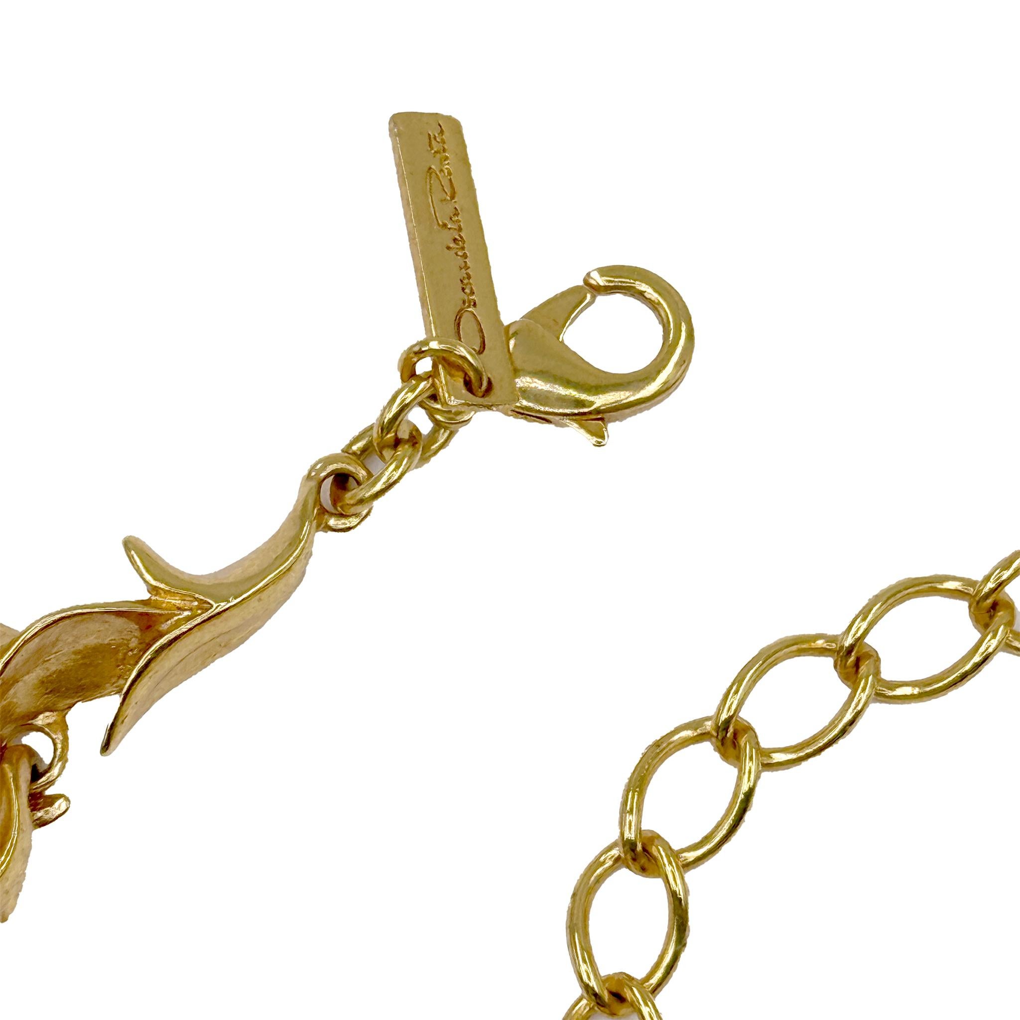 Oscar de la Renta 22K Gold-Plated Statement Necklace with Crystal Pearls en venta 6