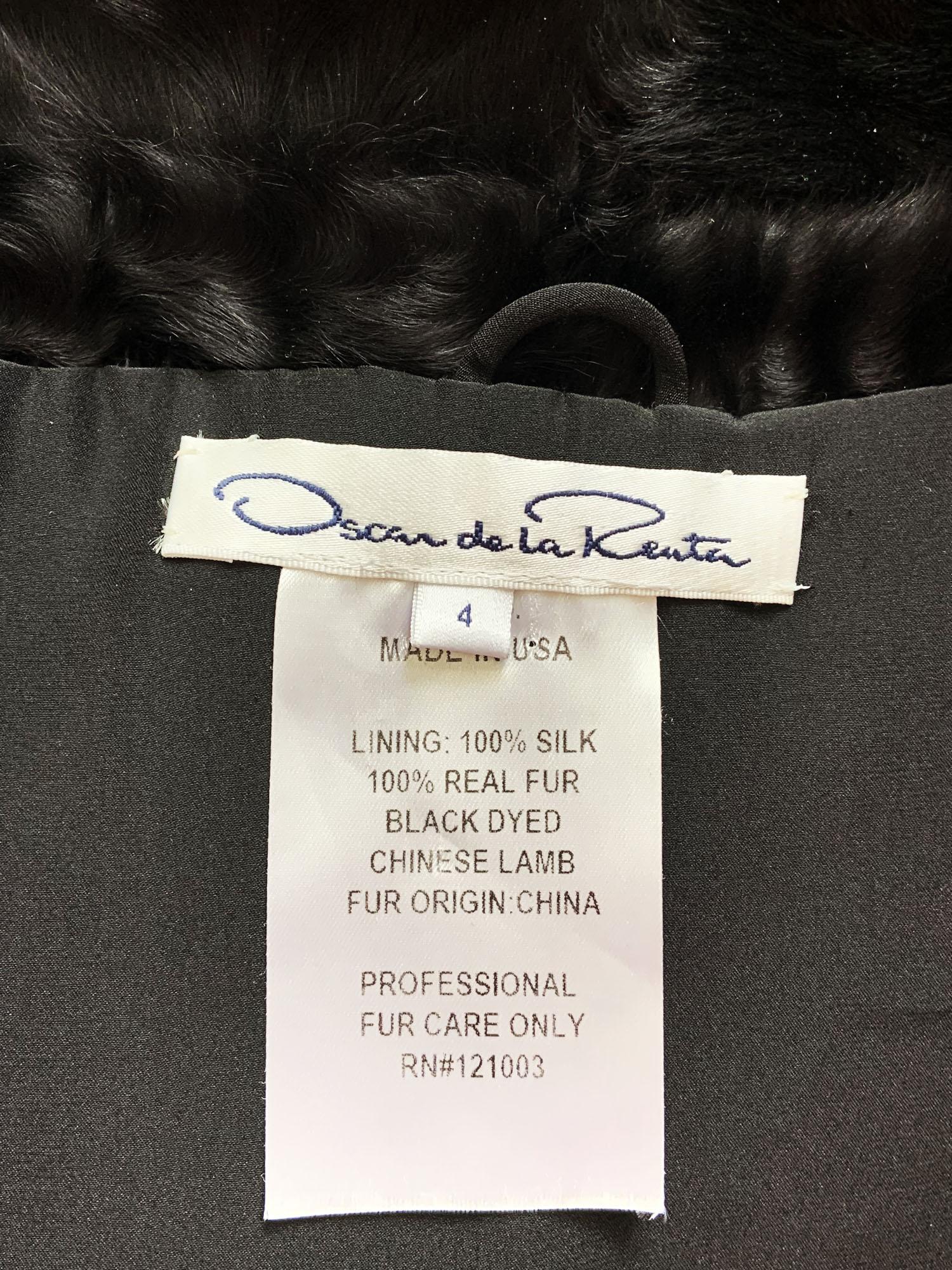 Oscar de la Renta 3-D Poppy Embroidery Lamb Skin Fur Stroller Coat US 4 For Sale 9