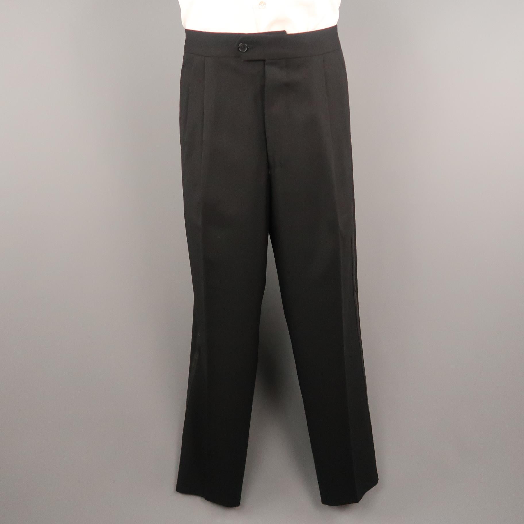 OSCAR DE LA RENTA 40 Black Wool Satin Notch Lapel Tuxedo Suit 1