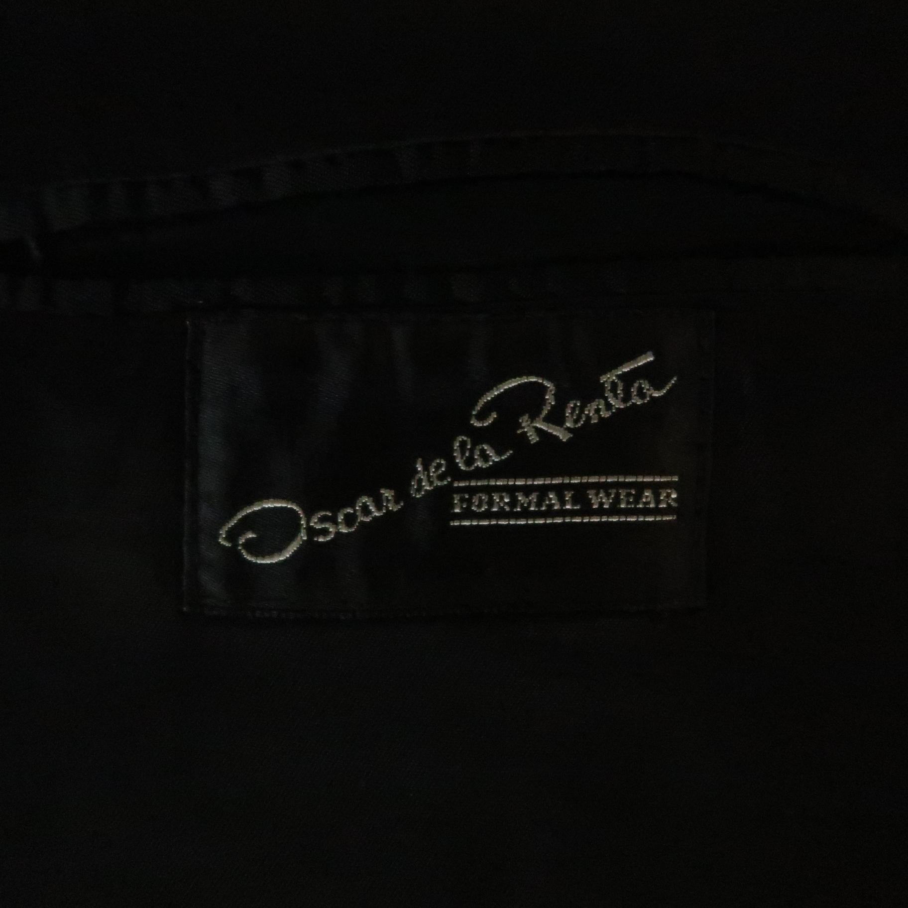OSCAR DE LA RENTA 40 Black Wool Satin Notch Lapel Tuxedo Suit 3