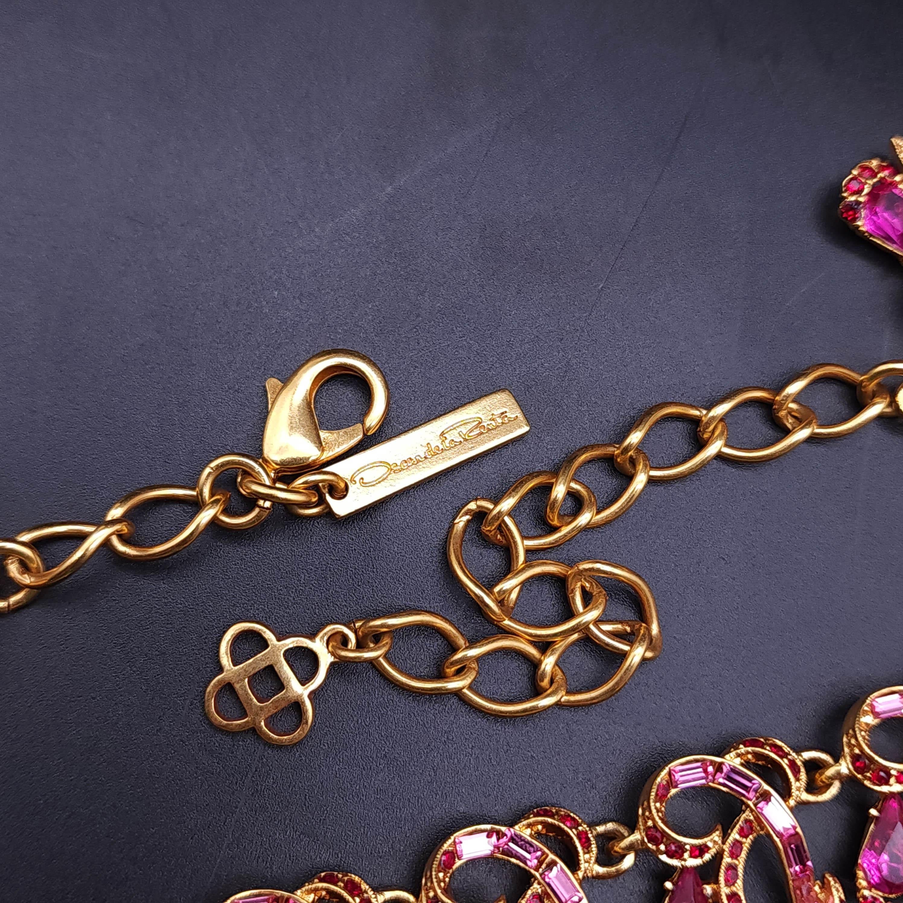 Pear Cut Oscar De La Renta Amethyst Crystal Art Nouvau Inspired Link Collar Necklace For Sale