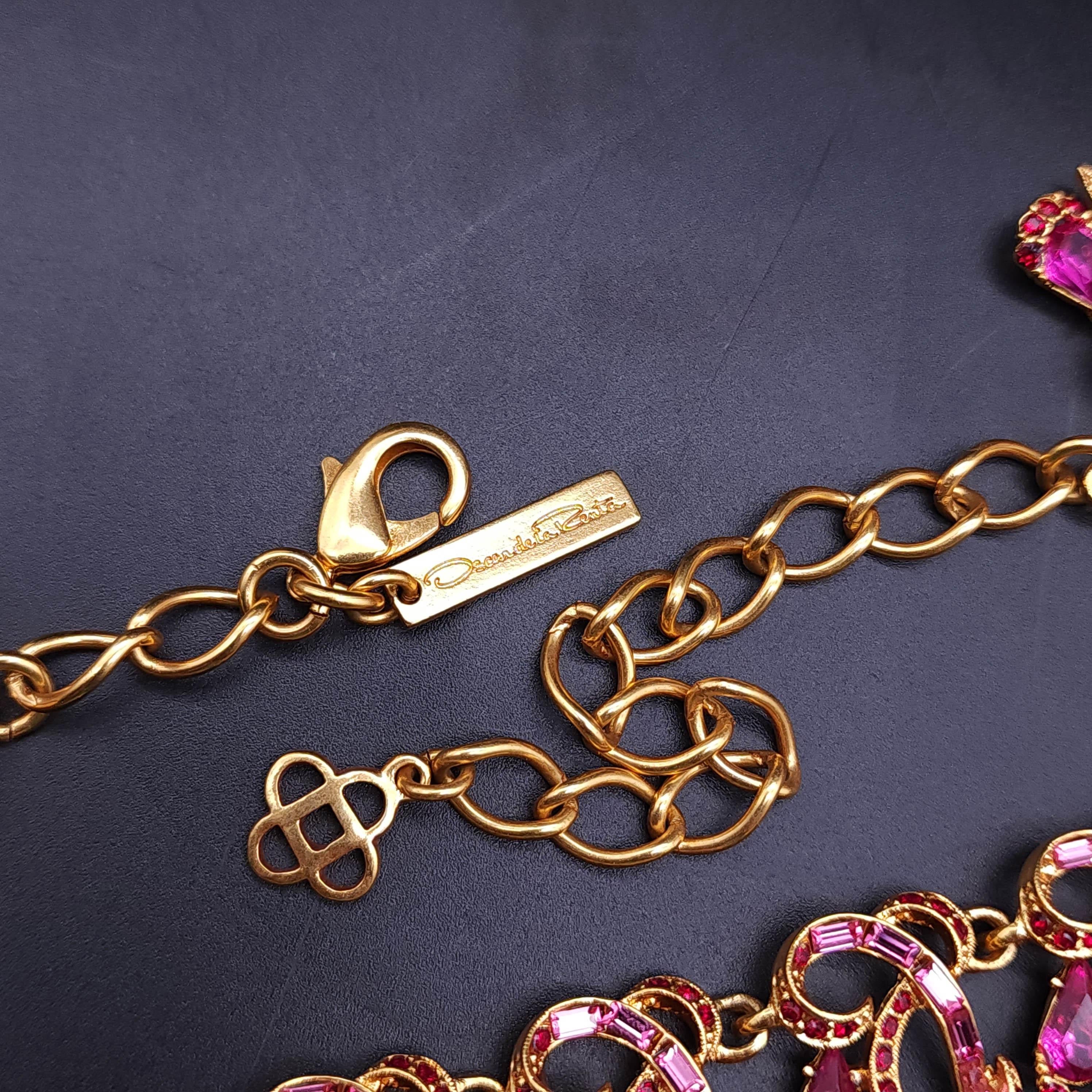 Taille poire Oscar De La Renta Collier à maillons d'inspiration Art Nouvau avec améthyste et cristal en vente