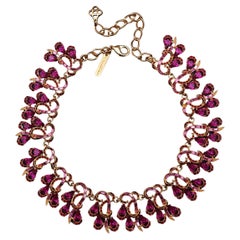Oscar De La Renta Amethyst Crystal Art Nouvau Inspired Link Collar Necklace