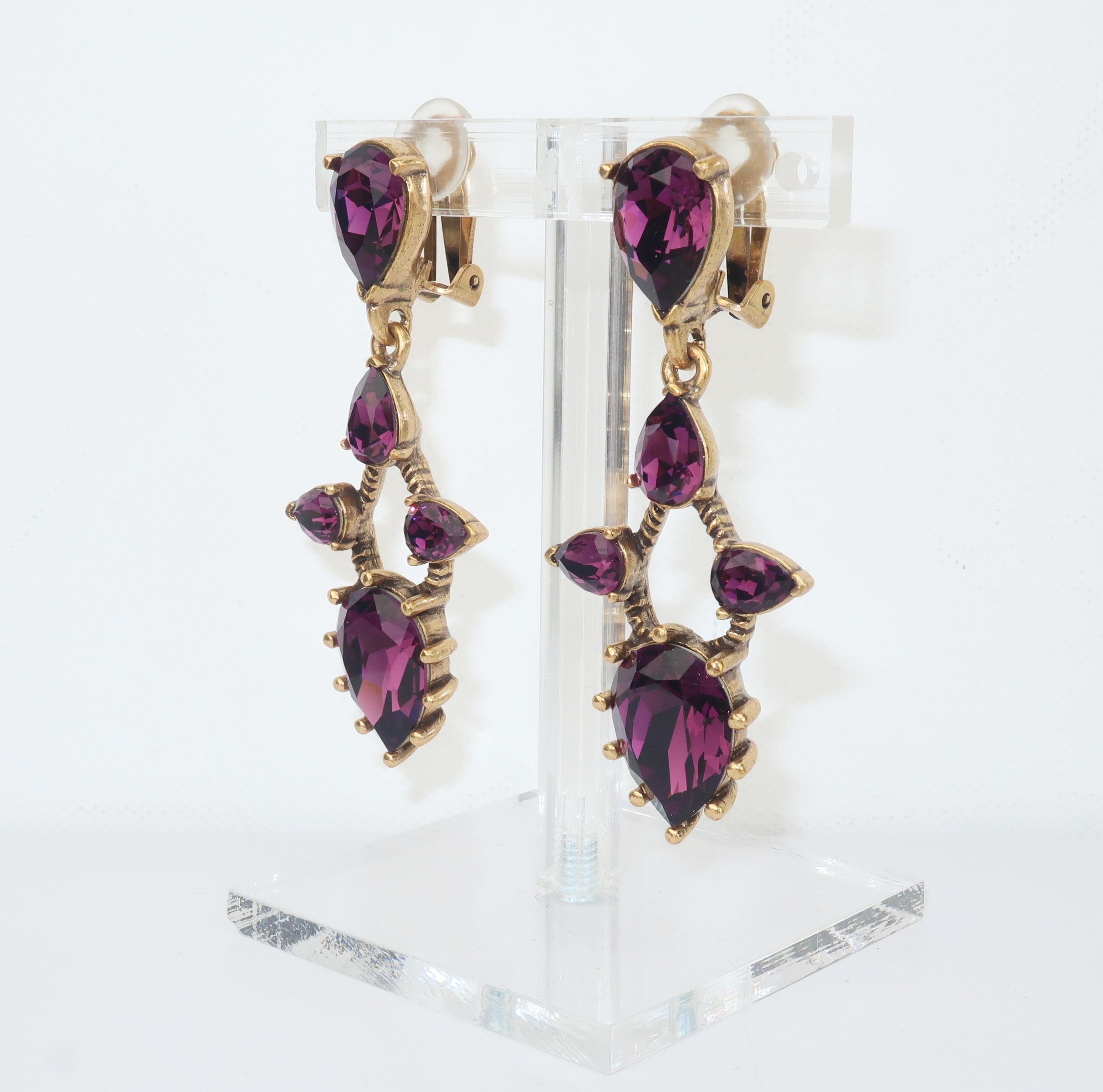 Gilded Age Oscar de La Renta Amethyst Crystal Earrings