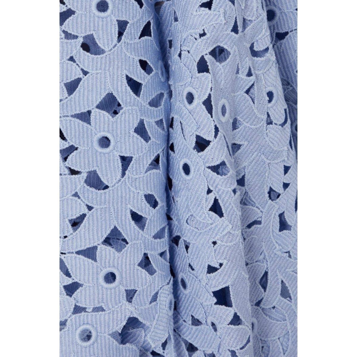 Oscar de la Renta Asymmetric Guipure Lace Blue Gown In New Condition In Brossard, QC