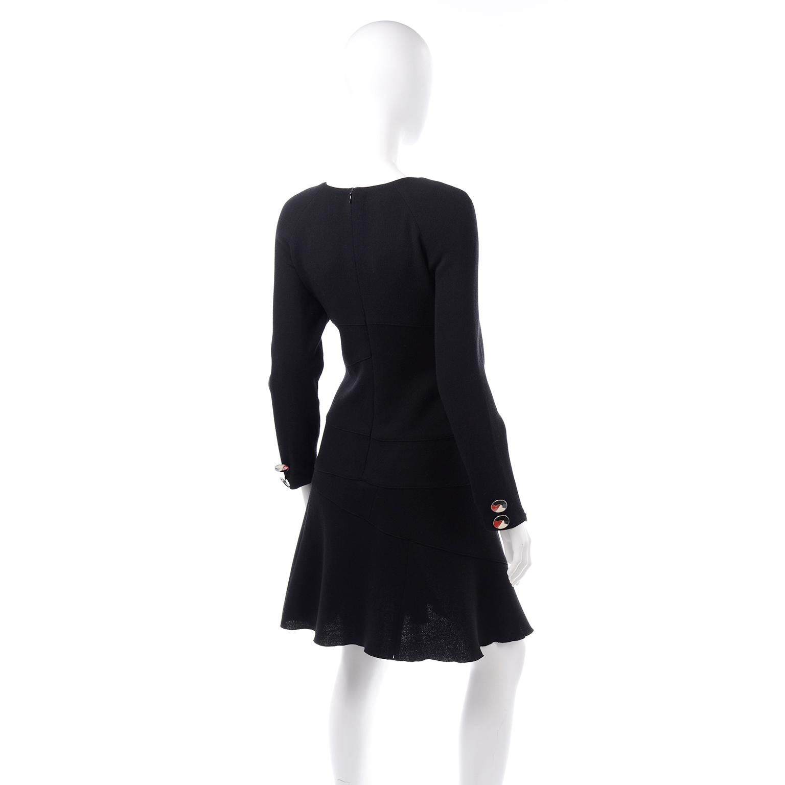 Oscar de la Renta Autumn Winter 2010 Black Wool Asymmetrical Runway Dress In Excellent Condition For Sale In Portland, OR