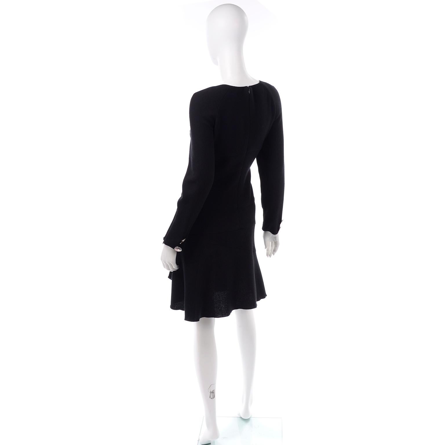 Oscar de la Renta Herbst Winter 2010 Asymmetrisches Laufstegkleid aus schwarzer Wolle 3