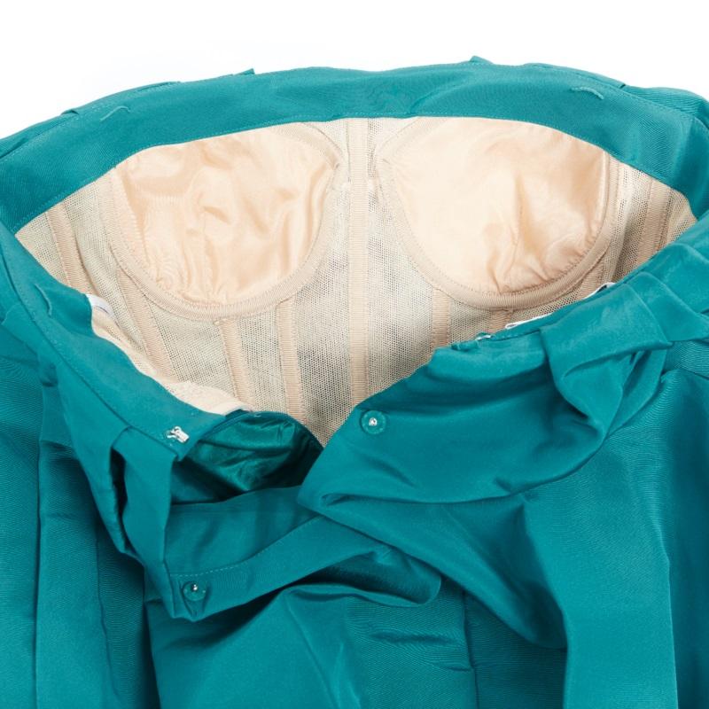 OSCAR DE LA RENTA AW13 100% silk green corset voluminous bubble dress US4 S 7
