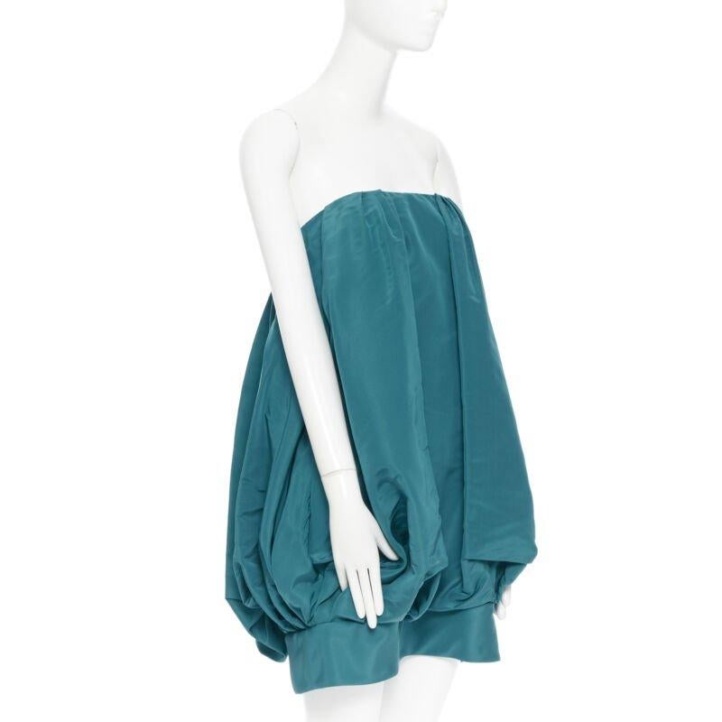 Women's OSCAR DE LA RENTA AW13 100% silk green corset voluminous bubble dress US4 S