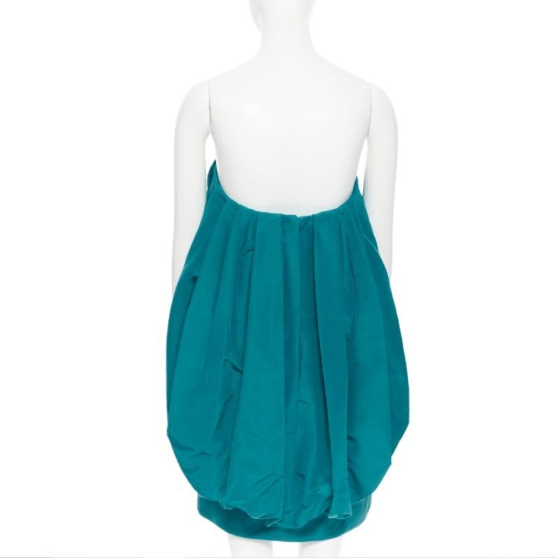 OSCAR DE LA RENTA AW13 100% silk green corset voluminous bubble dress US4 S 1