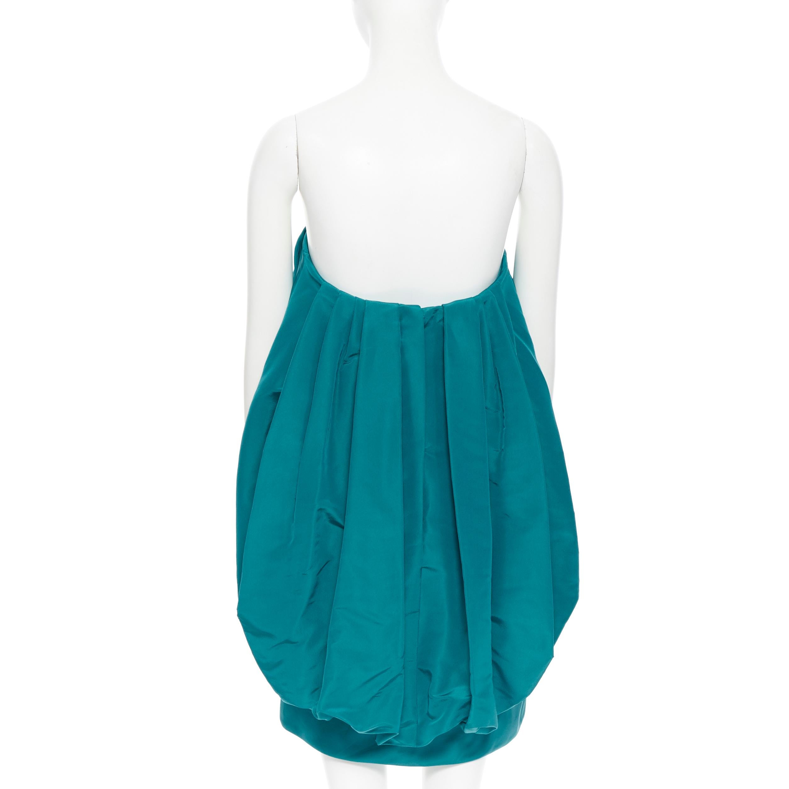 Green OSCAR DE LA RENTA AW13 100% silk green corset voluminous bubble dress US4 S