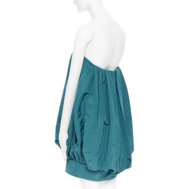OSCAR DE LA RENTA AW13 100% silk green corset voluminous bubble dress US4 S 2