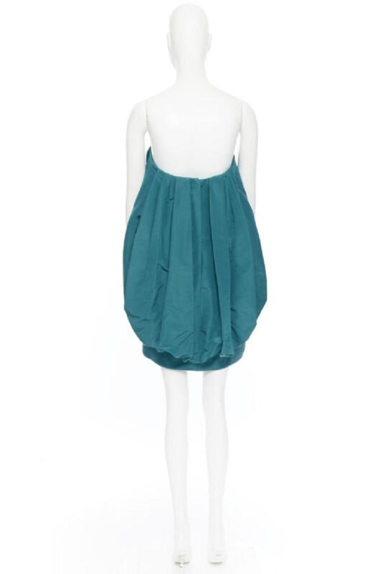 OSCAR DE LA RENTA AW13 100% silk green corset voluminous bubble dress US4 S 3
