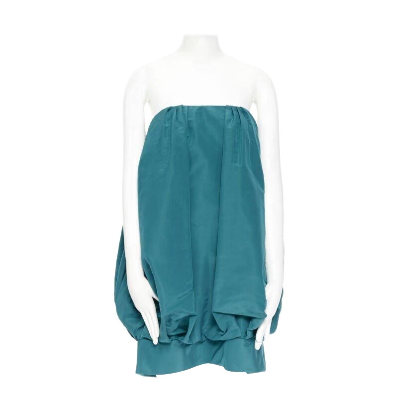 OSCAR DE LA RENTA AW13 100% silk green corset voluminous bubble dress US4 S