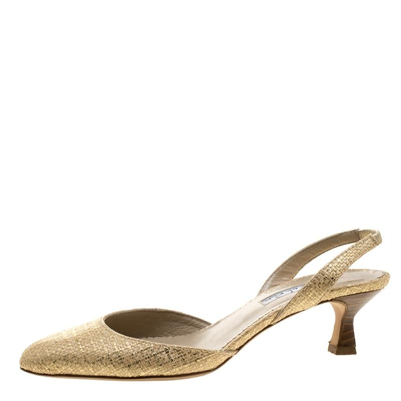 Oscar De La Renta Beige/Gold Jute Samie Slingback Sandals Size 36 3