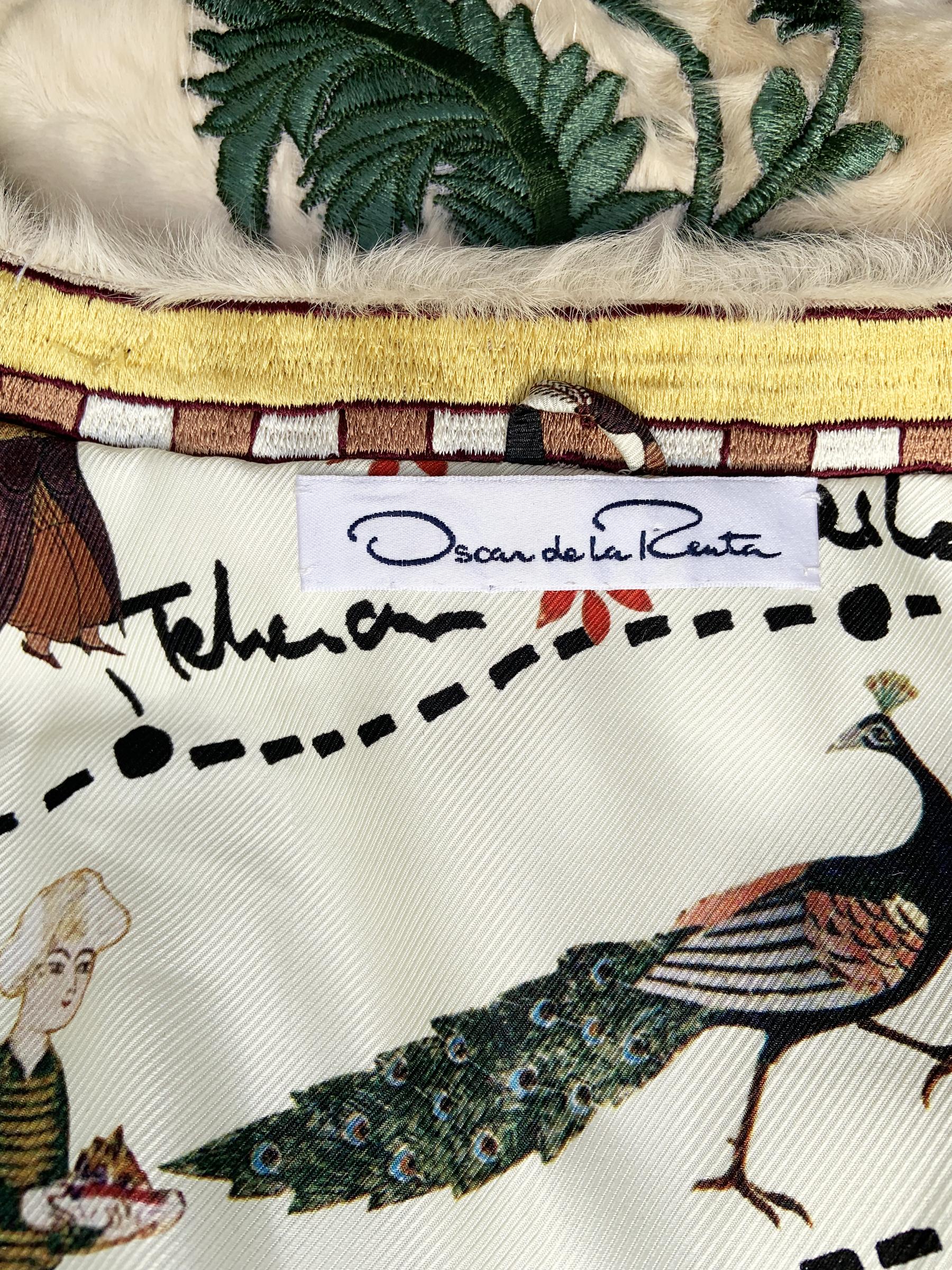 Oscar De La Renta - Pelliccia d'agnello beige - Giacca ricamata reversibile 2 in 1 M L in vendita 13
