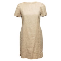 Oscar De La Renta Beige Linen Sheath Dress