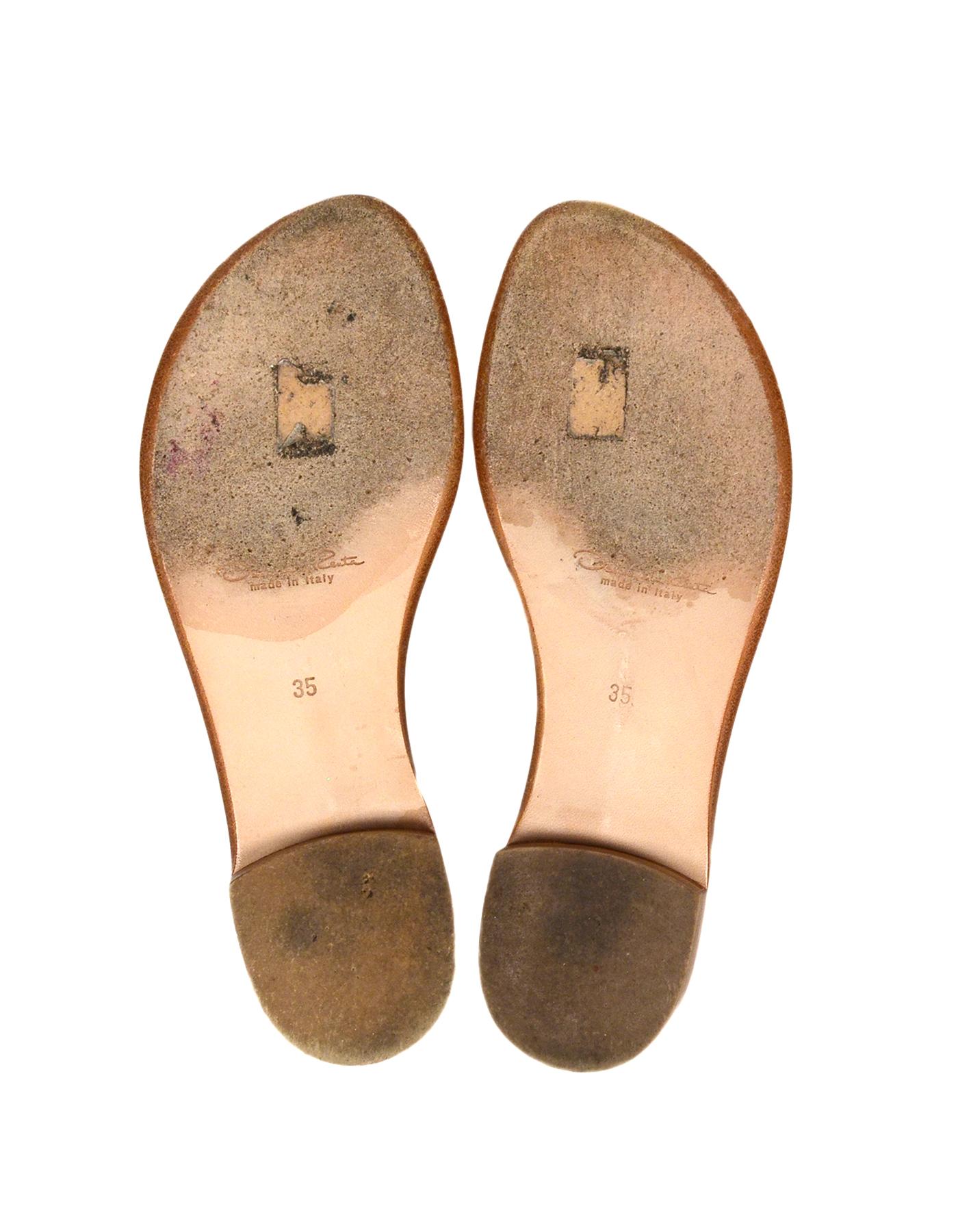 Oscar de la Renta Beige Suede Embellished Thong Sandals Sz 35 1