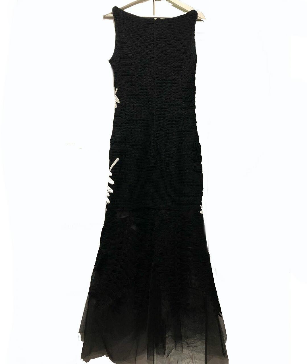 OSCAR DE LA RENTA Langes KLEID AUS SCHWARZEM und SCHWARZEM BAUMwollkrepp Größe 8 (Grau)