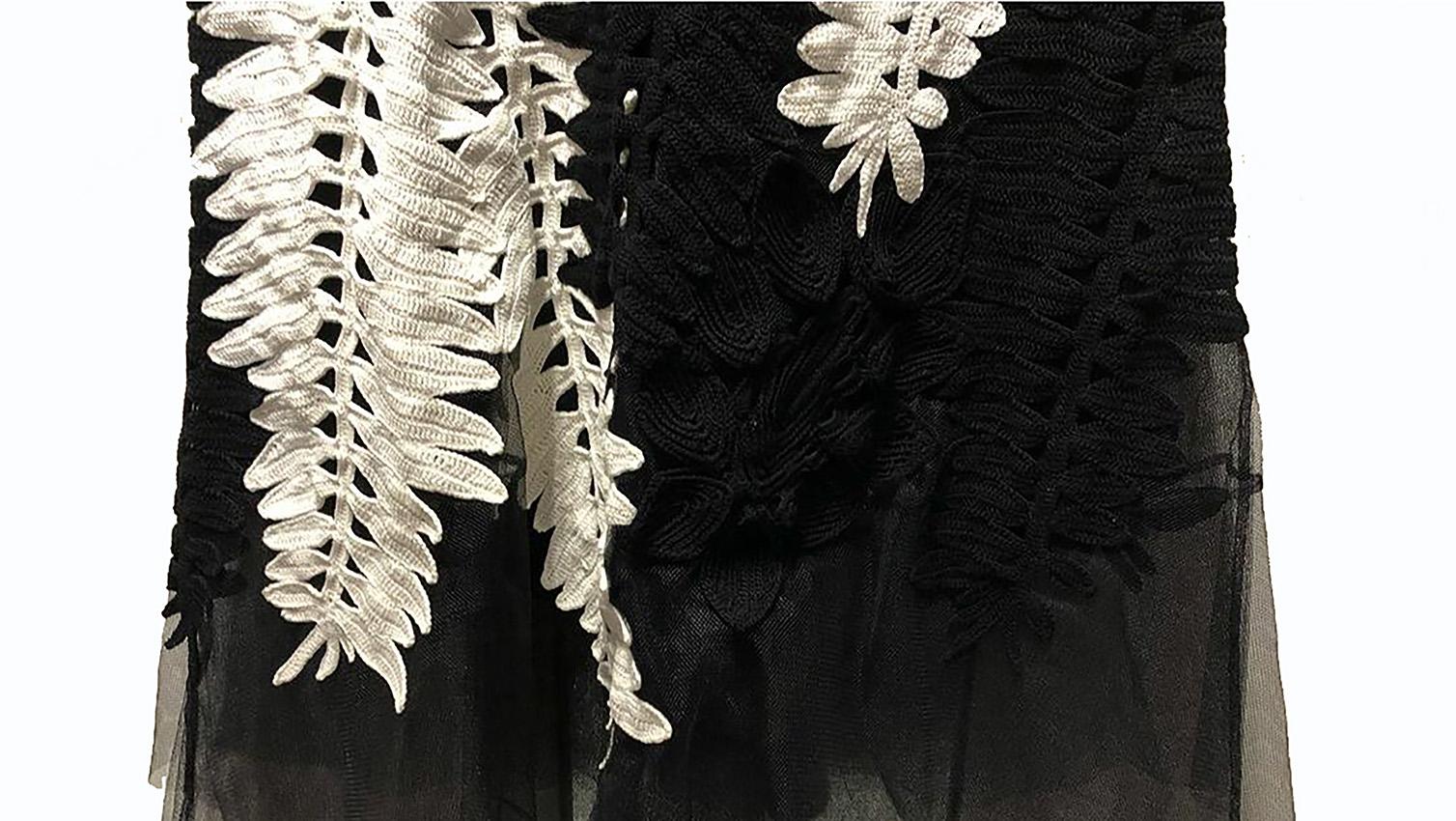 OSCAR DE LA RENTA Langes KLEID AUS SCHWARZEM und SCHWARZEM BAUMwollkrepp Größe 8 Damen