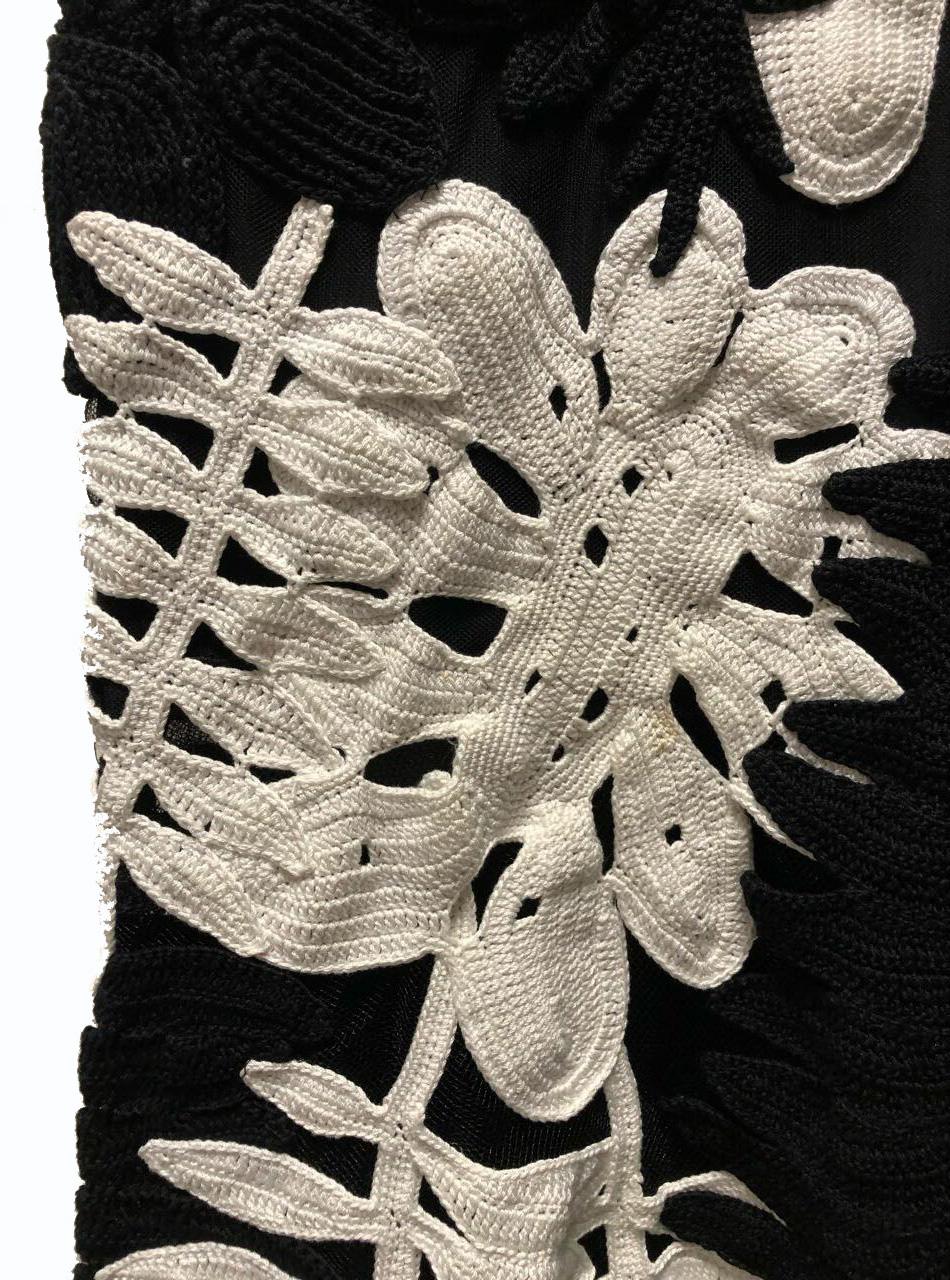 OSCAR DE LA RENTA Langes KLEID AUS SCHWARZEM und SCHWARZEM BAUMwollkrepp Größe 8 1
