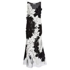 OSCAR DE LA RENTA BLACK and WHITE COTTON LACE Long DRESS Size 8