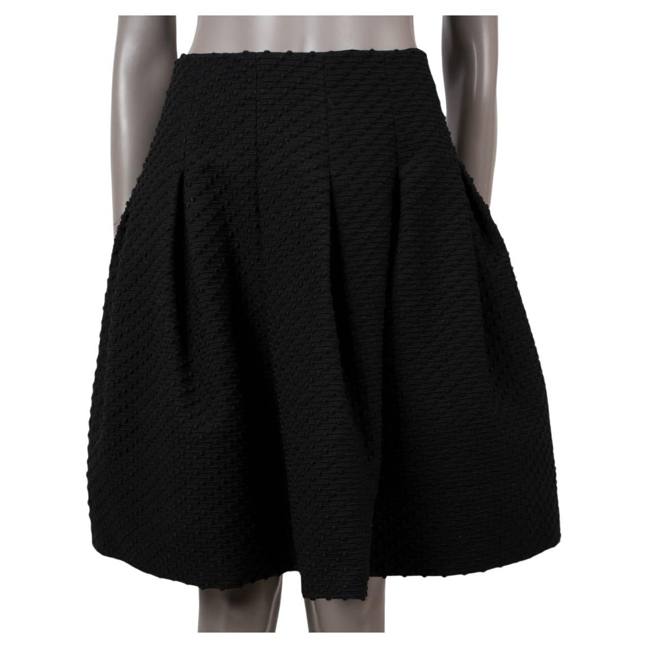 OSCAR DE LA RENTA algodón negro 2015 TEXTURED TWEED PLEATED Falda 6 XS
