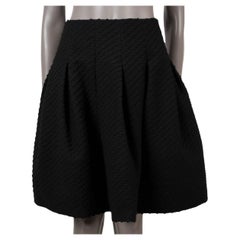 OSCAR DE LA RENTA black cotton 2015 TEXTURED TWEED PLEATED Skirt 6 XS