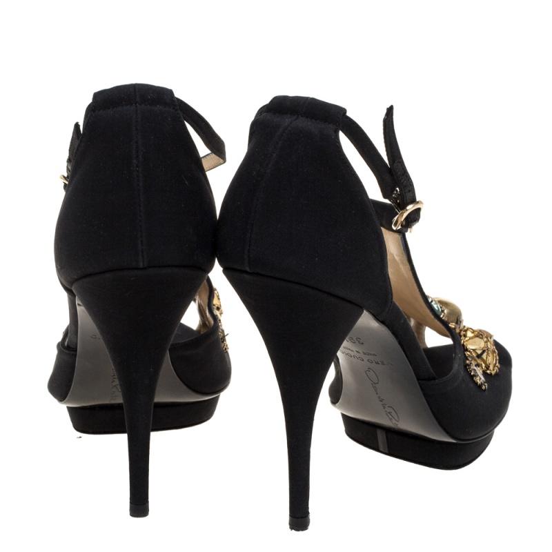 black embellished platform heels