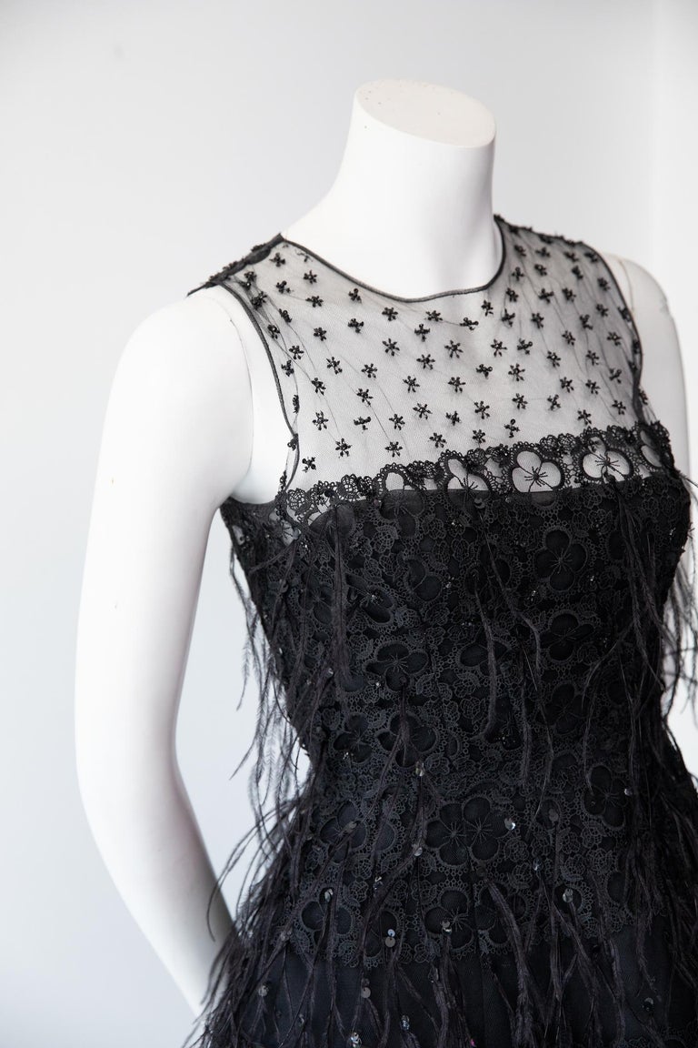 oscar de la renta feather gown