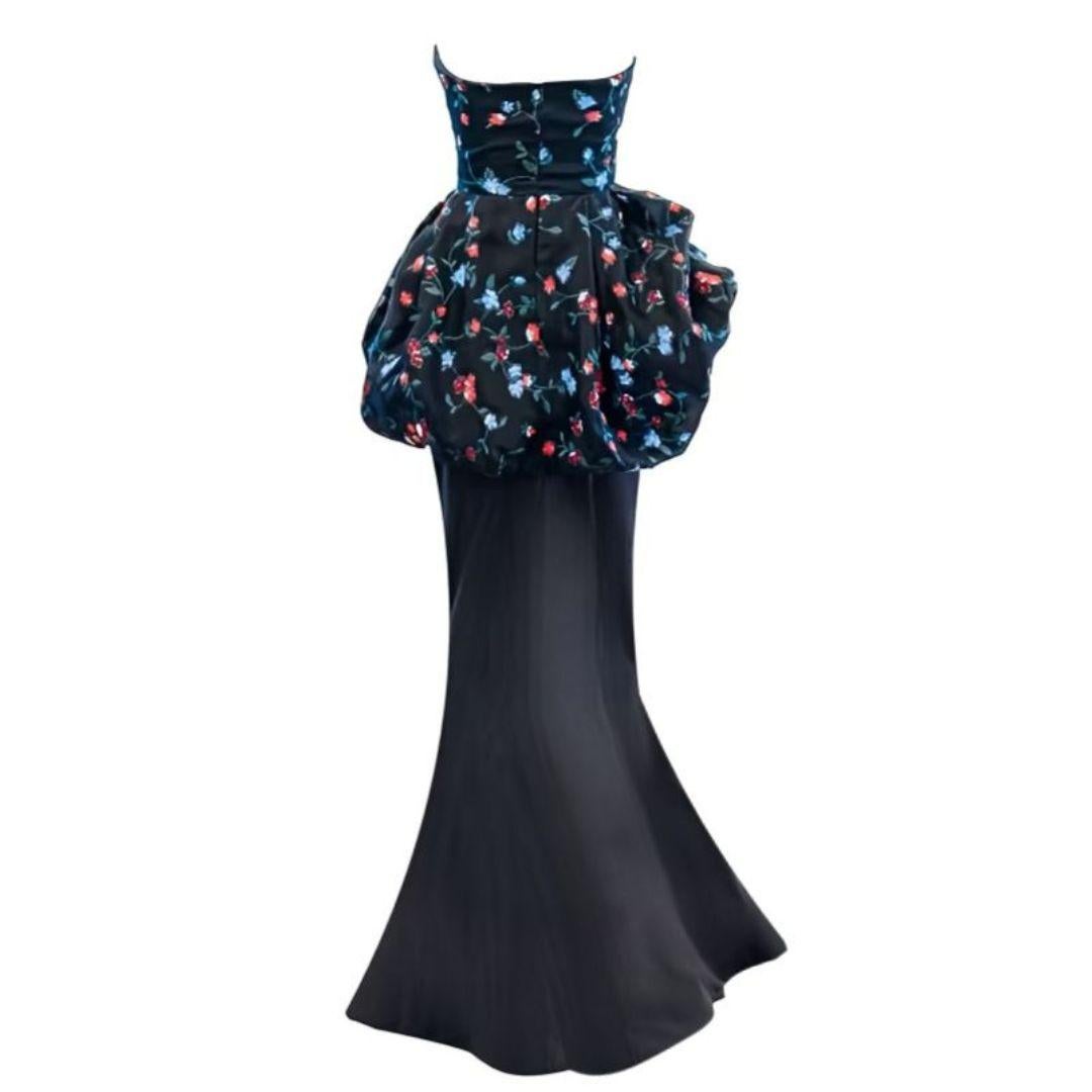 Women's Oscar de la Renta Black Floral Evening Gown Resort 2014 Size 4 For Sale