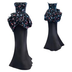 Oscar de la Renta Robe de soirée noire à fleurs Resort 2014 Taille 4